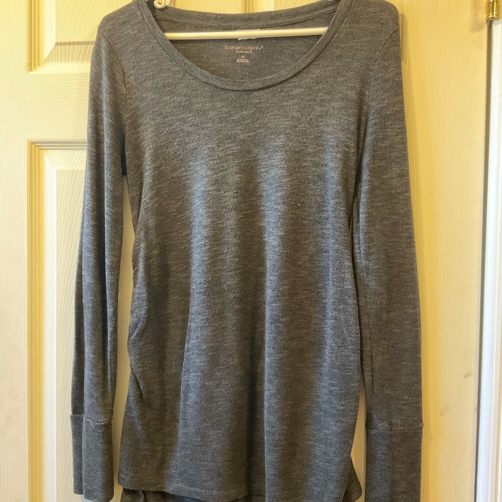 Liz Lange Maternity Grey Long Sleeve Shirt XS